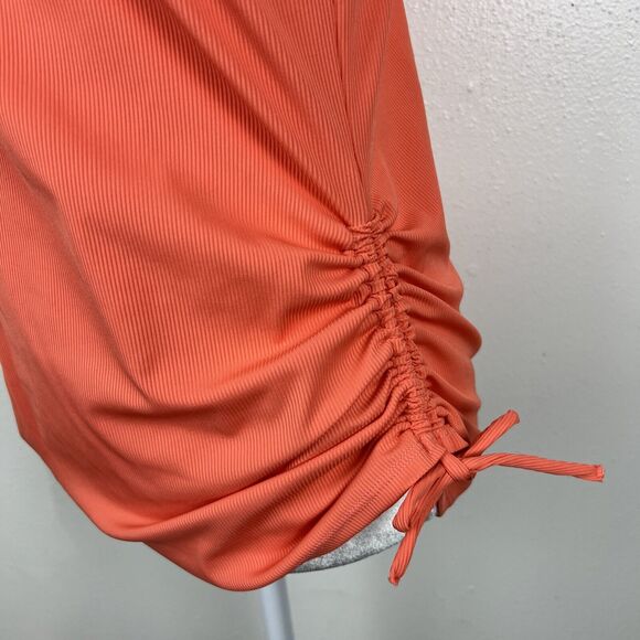 Carve Designs Shirt Women Large Orange Quarter Zip Ruched Short Sleeve Active - Picture 10 of 15
